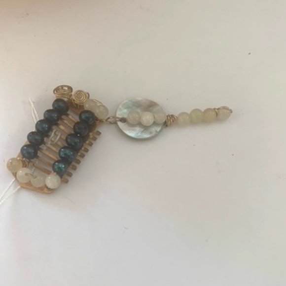 Children's Small Blue & White Handmade Hair Comb - Picture 3 of 7